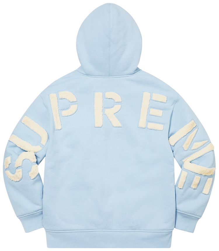 Supreme Faux Fur Lined Zip Up Hooded Sweatshirt Light Blue