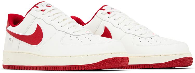Nike Air Force 1 07 Sail Gym Red Embroidered Swoosh