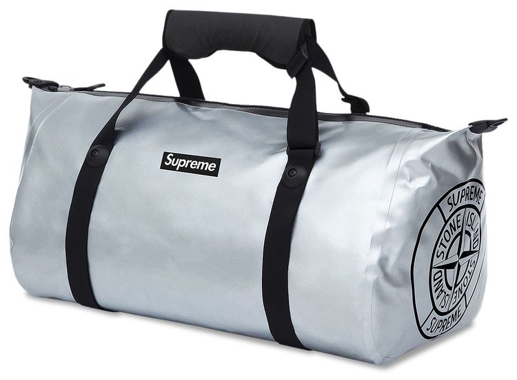 Supreme x Stone Island Ortlieb PVC Duffle Bag Silver