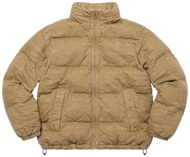 Supreme Fat Tip Jacquard Denim Puffer Jacket Olive