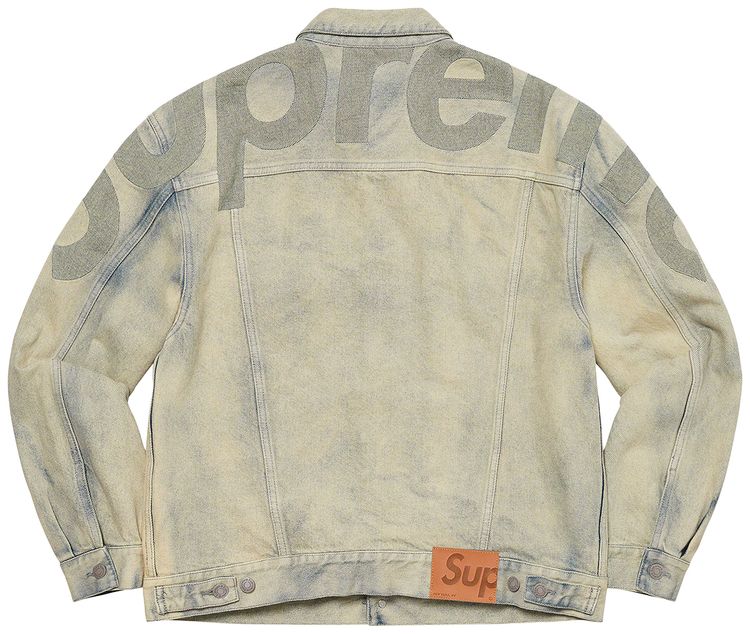 Supreme Inset Logo Denim Trucker Jacket Dirty