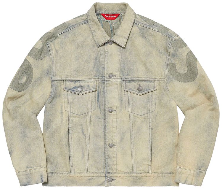 Supreme Inset Logo Denim Trucker Jacket Dirty