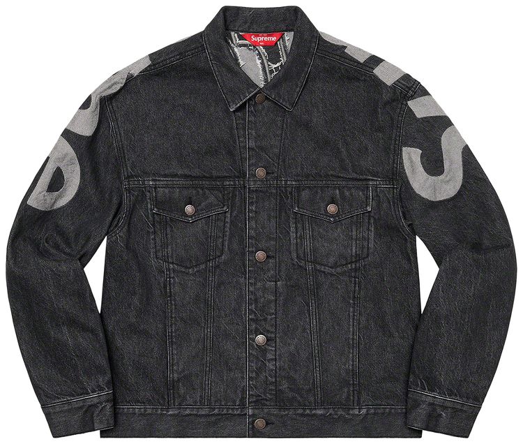 Supreme Inset Logo Denim Trucker Jacket Black