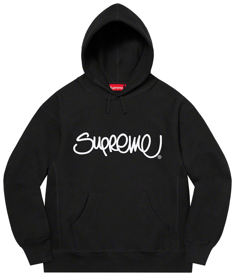 Supreme Raised Handstyle Hooded Sweatshirt Black