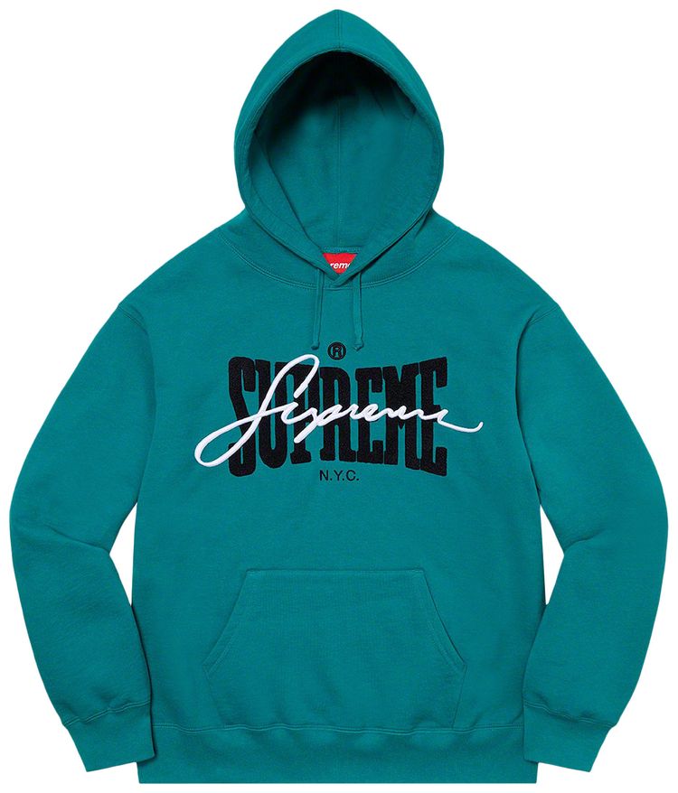Supreme Embroidered Chenille Hooded Sweatshirt Dark Teal