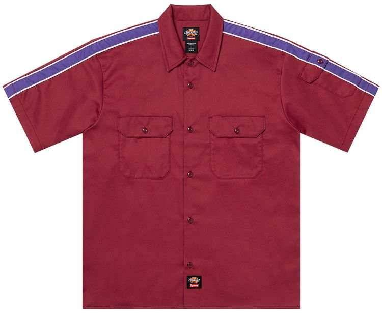 Supreme x Dickies Stripe Short Sleeve Work Shirt Maroon