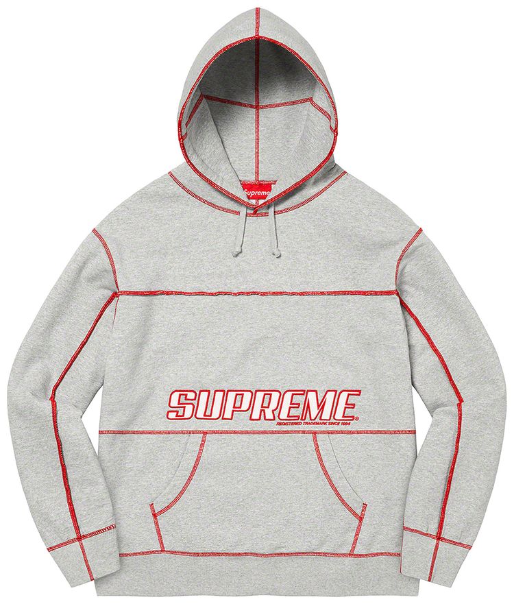 Supreme Coverstitch Hooded Sweatshirt Heather Grey