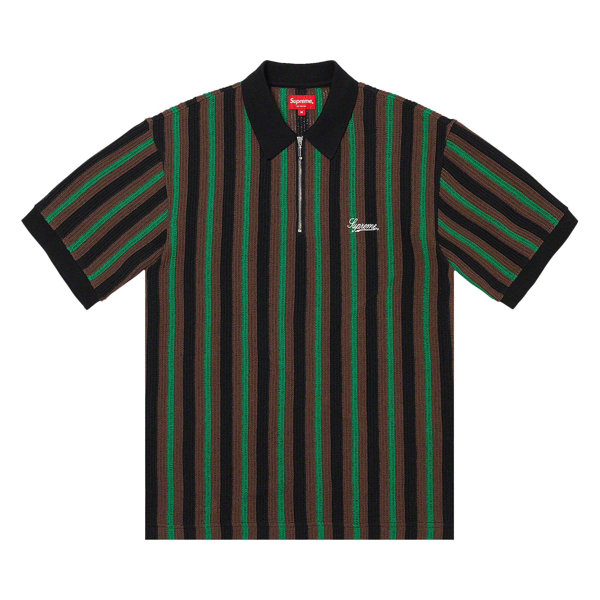 Buy Supreme Open Knit Stripe Zip Polo 'Black' - SS22KN40 BLACK | GOAT