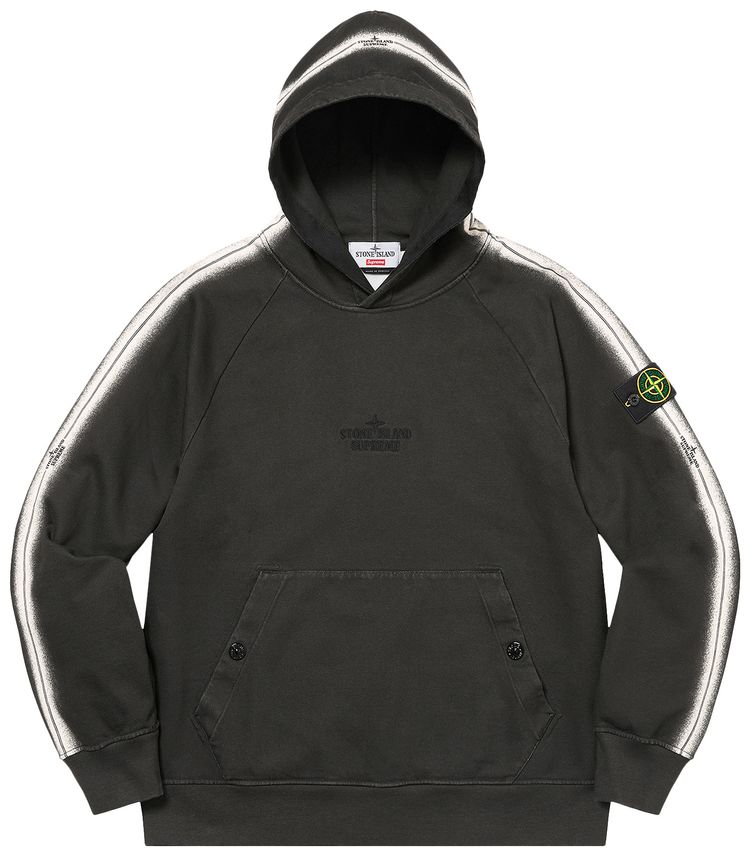 Supreme x Stone Island Stripe Hooded Sweatshirt Black