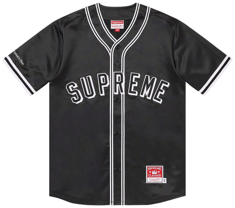 Supreme x Mitchell  Ness Stadium Satin Varsity Jacket Black