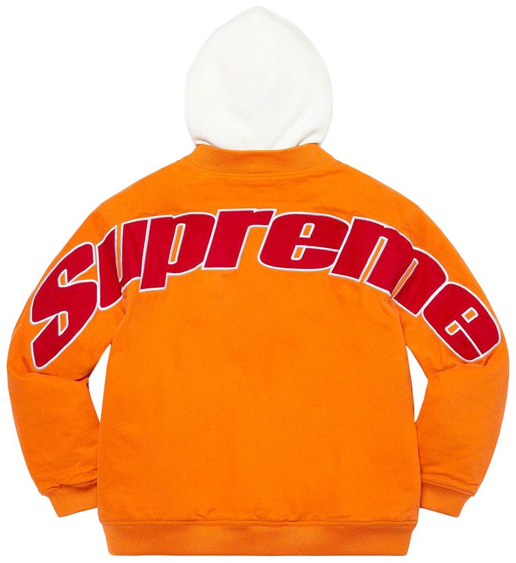 Supreme Hooded Twill Varsity Jacket Orange