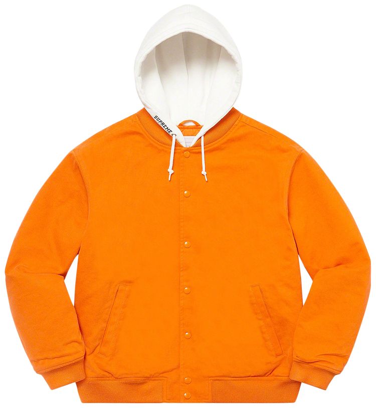 Supreme Hooded Twill Varsity Jacket Orange