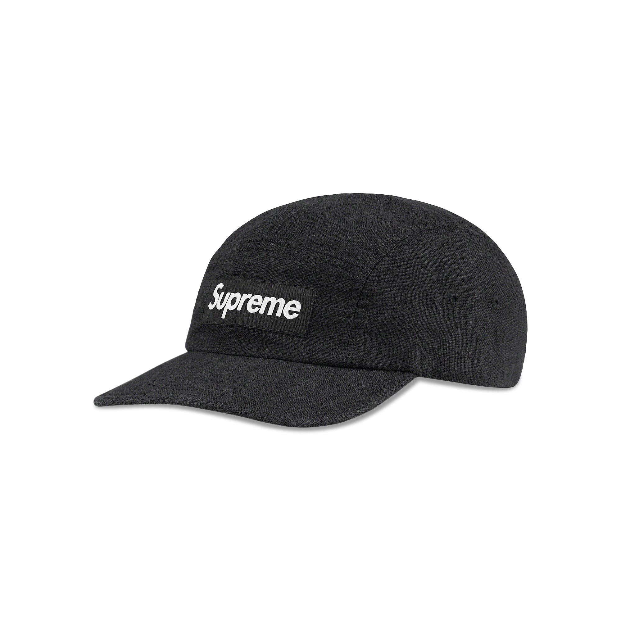 Size m/l Supreme Linen Fitted Camp Cap 'Black'