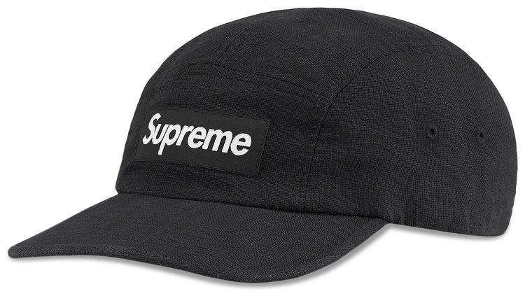 Supreme Linen Fitted Camp Cap Black