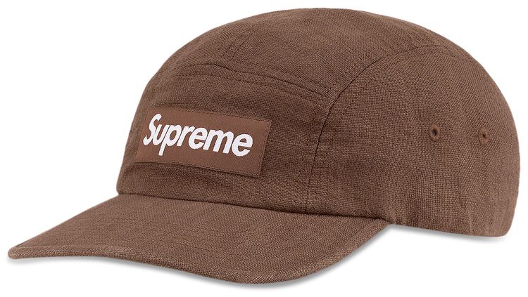 Supreme Linen Fitted Camp Cap Brown