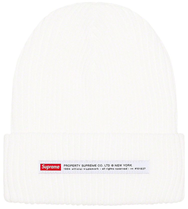 Supreme Property Label Beanie White