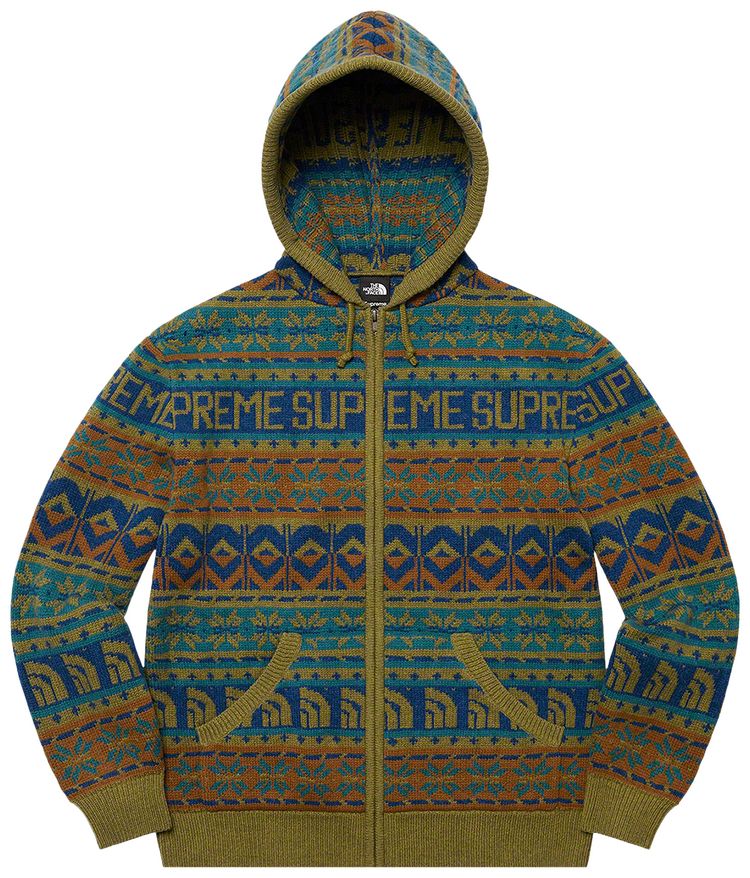 Supreme x The North Face Zip Up Hooded Sweater Olive