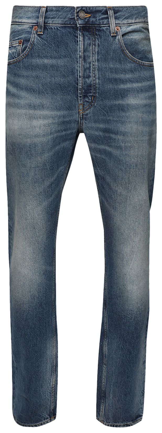 Saint Laurent Straight Baggy Jeans Dark Capri Blue