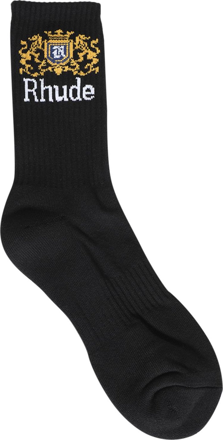 Rhude Crest Logo Sock BlackWhiteYellow