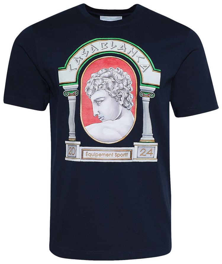 Casablanca La Medaille Printed T Shirt Navy
