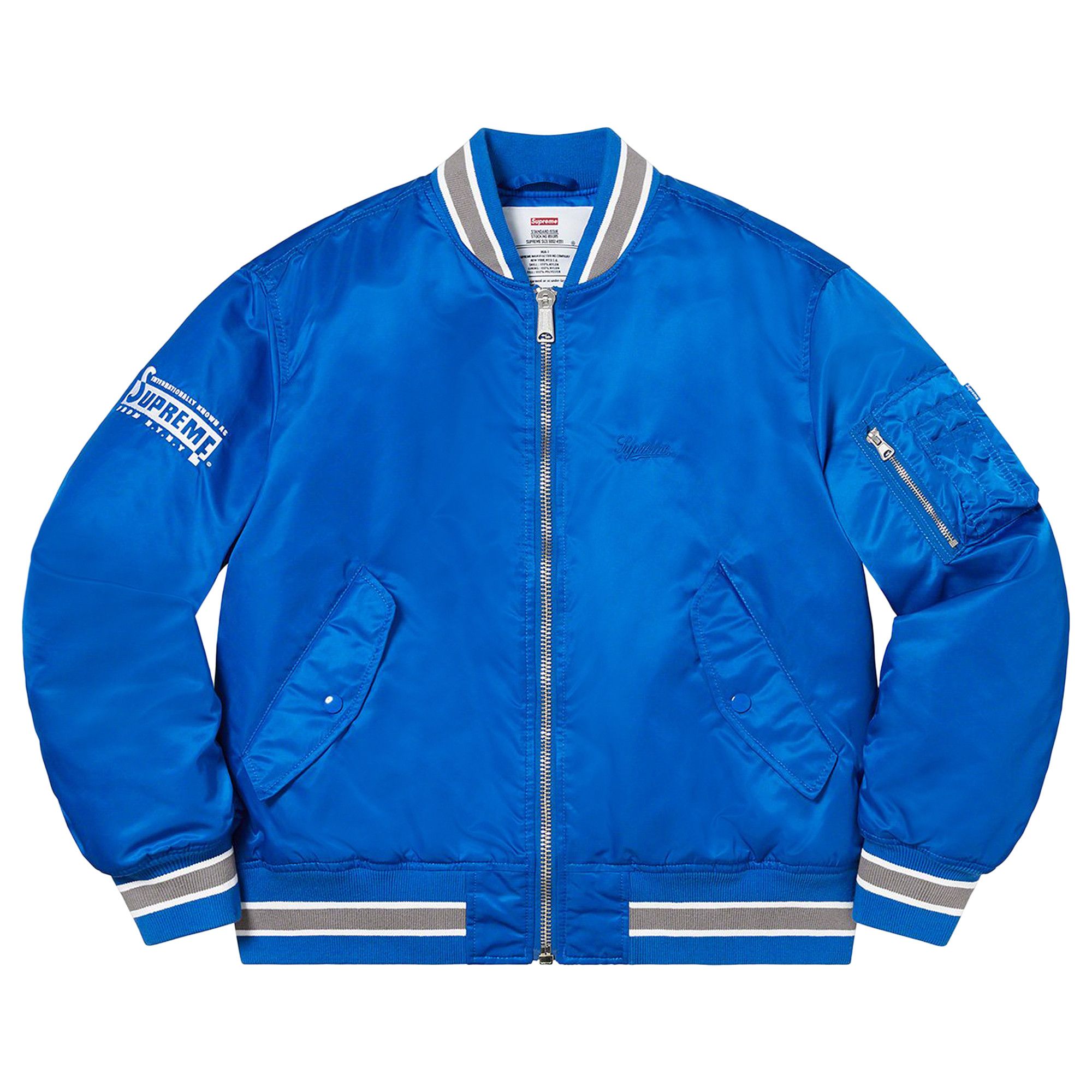 Buy Supreme Second To None MA-1 Jacket 'Blue' - SS22J73 BLUE | GOAT