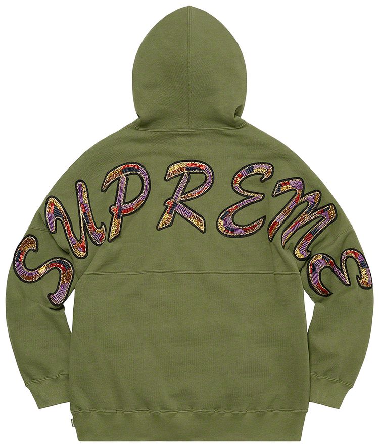 Supreme Beaded Hooded Sweatshirt Olive