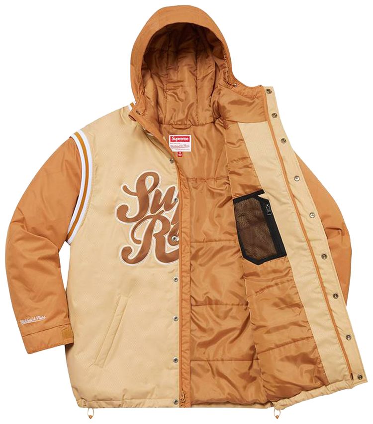 Supreme x Mitchell  Ness Quilted Sports Jacket Tan