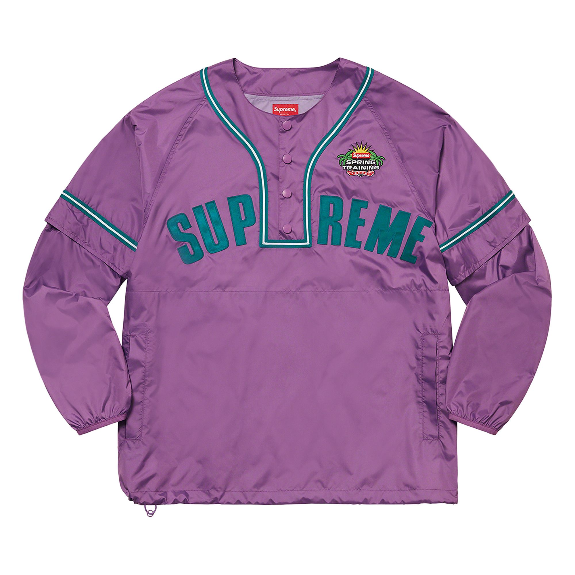 Buy Supreme Snap-Off Long-Sleeve Baseball Top 'Purple' - SS22KN48