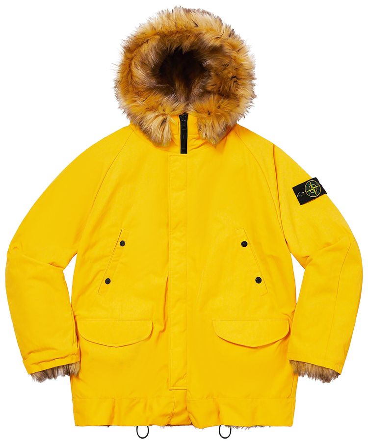 Supreme x Stone Island Formula Steel Reversible Faux Fur Parka Yellow