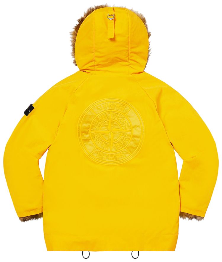 Supreme x Stone Island Formula Steel Reversible Faux Fur Parka Yellow