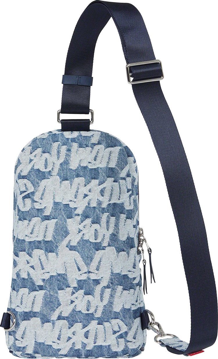 Supreme Fat Tip Jacquard Denim Sling Bag Blue