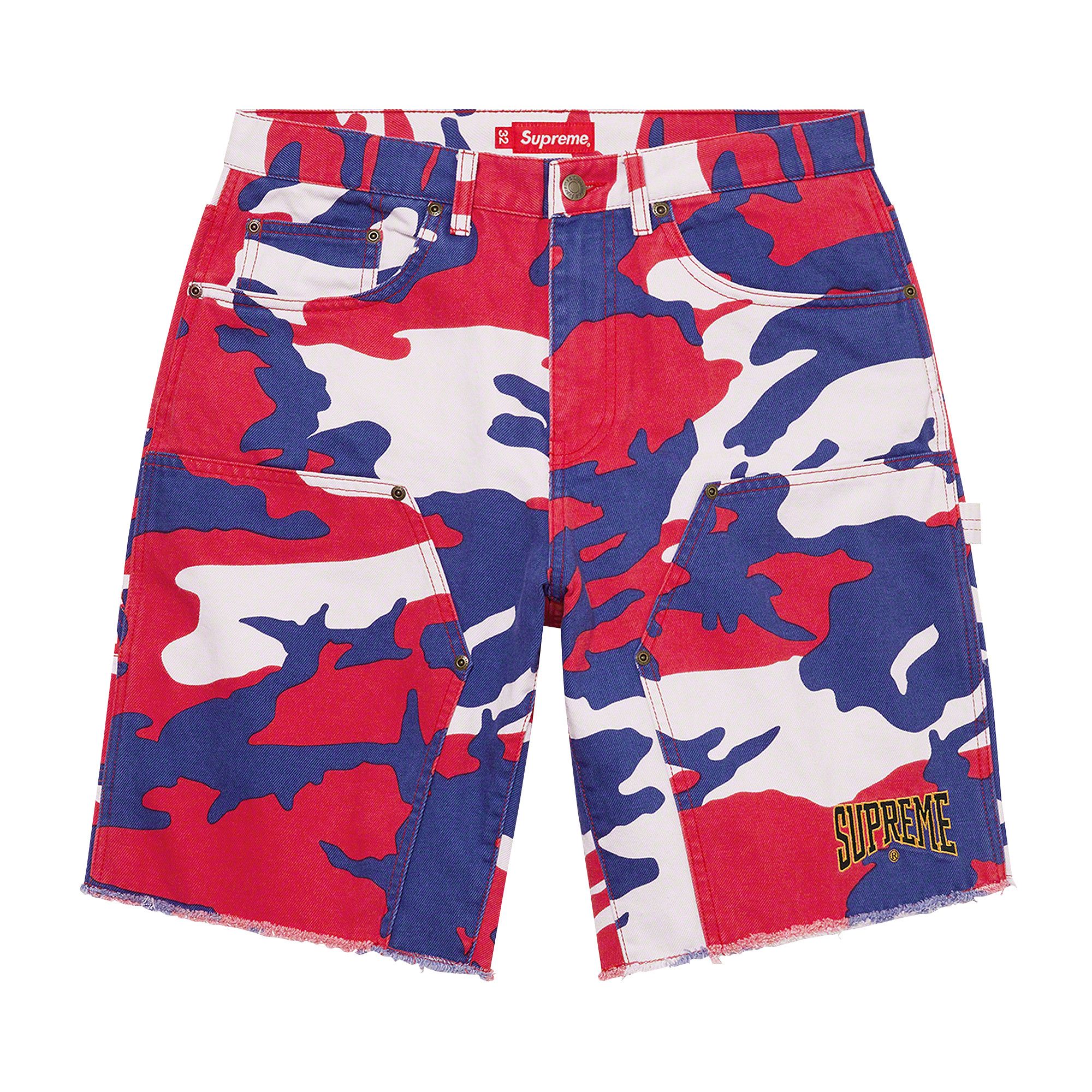 Buy Supreme Cutoff Double Knee Denim Painter Short 'Red Camo