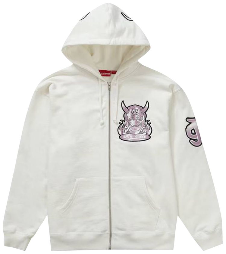 Supreme Demon Zip Up Hooded Sweatshirt White