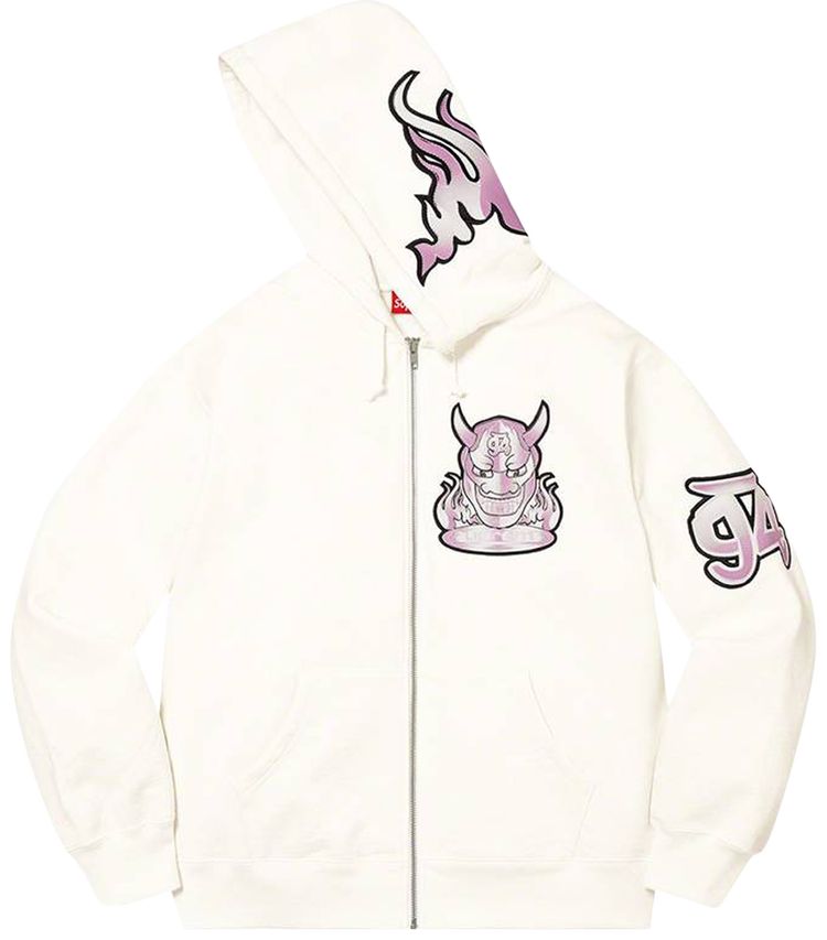 Supreme Demon Zip Up Hooded Sweatshirt White