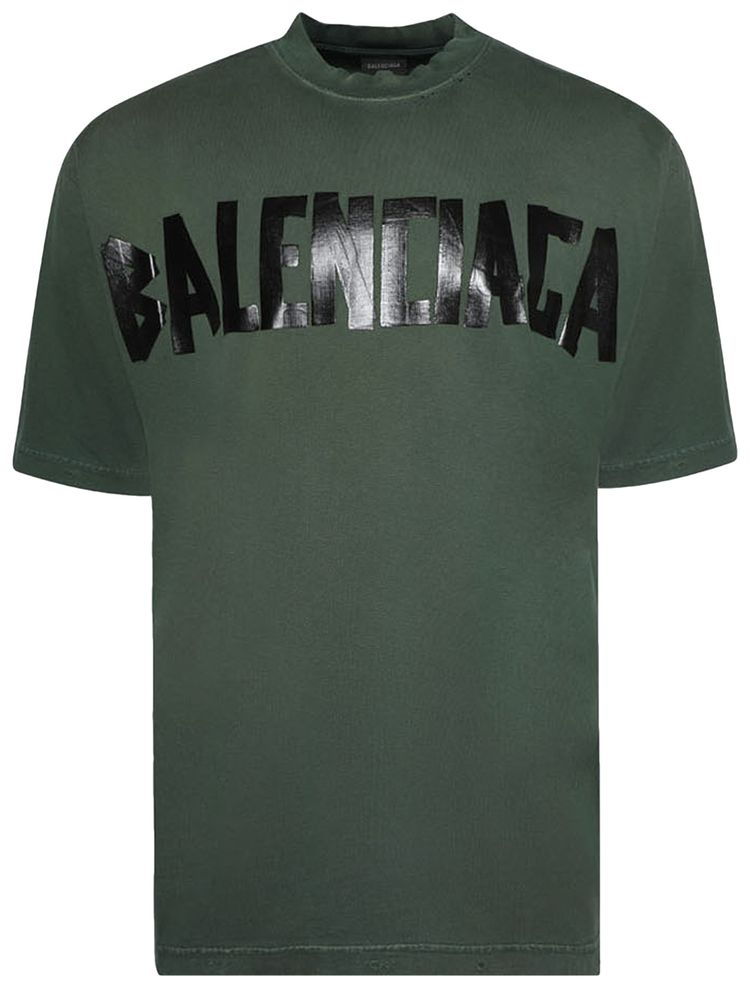 Balenciaga Tape Logo T Shirt Dark Green