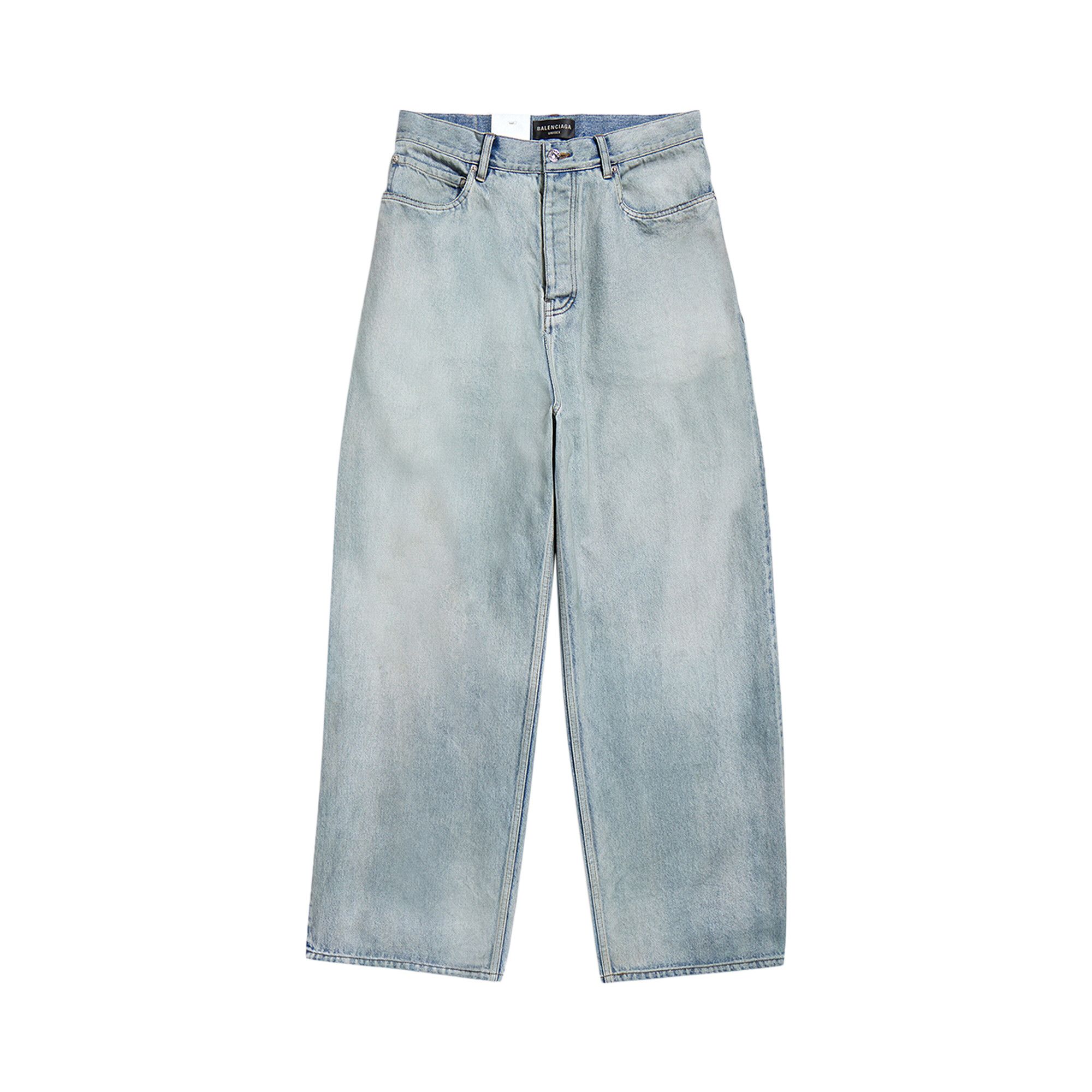 Buy Balenciaga Sticker Baggy Pants 'Dirty Blue' - 767977 Buy Balenciaga Sticker Baggy Pants 'Dirty Blue' - 767977