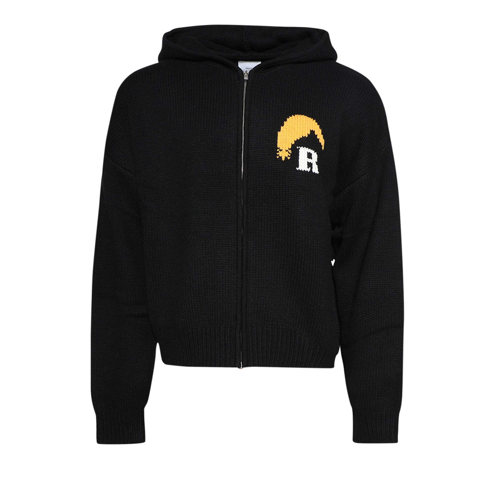 Buy Rhude Moonlight Knit Zip Up Hoodie Black Cream Yellow PF24HO018672322 GOAT