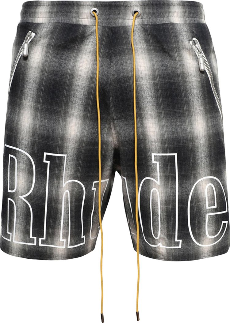 Rhude Plaid Logo Shorts BlackGrey