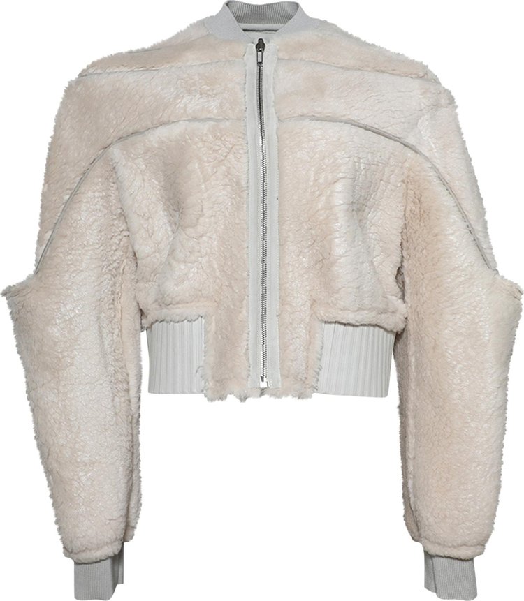 Rick Owens Girdered Cropped Bomber Jacket Pearl