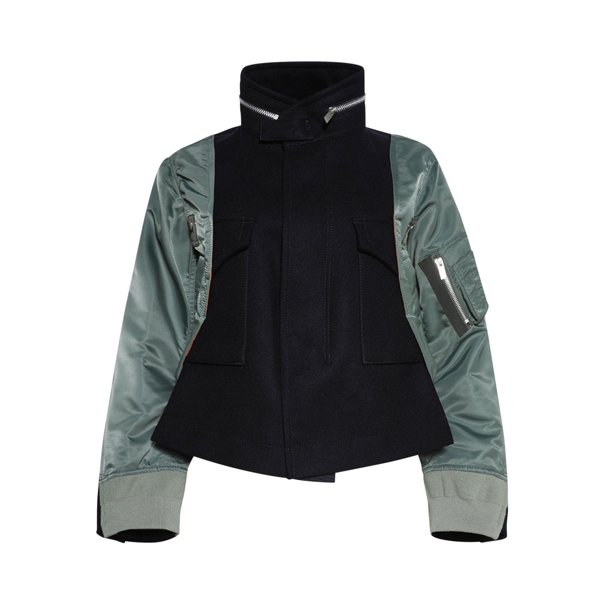Buy Sacai Wool Melton x Nylon Twill Jacket 'Dark Navy/Black Buy Sacai Wool Melton x Nylon Twill Jacket 'Dark Navy/Black