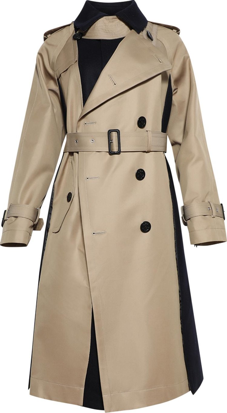 Sacai Gabardine x Wool Melton Coat BeigeNavy