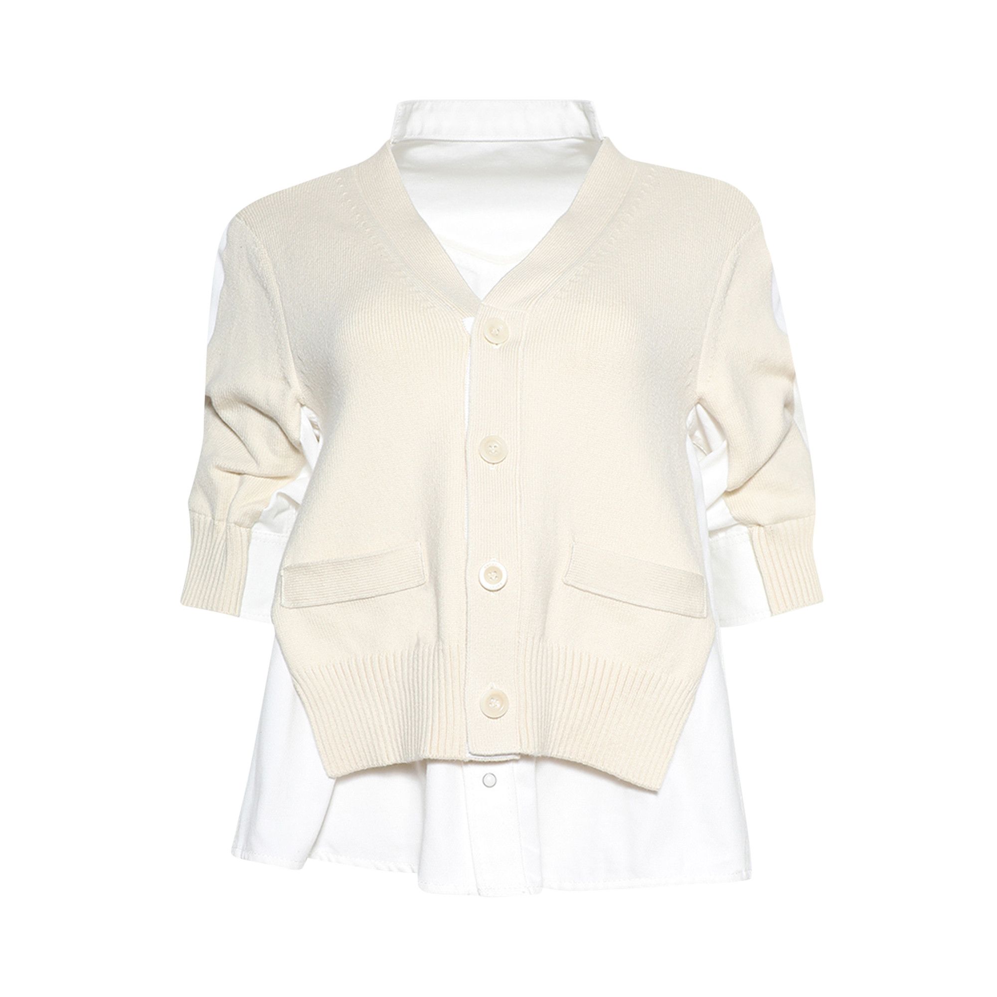 Buy Sacai Denim x Knit Cardigan 'Off White' - 24 07357 151 | GOAT CA