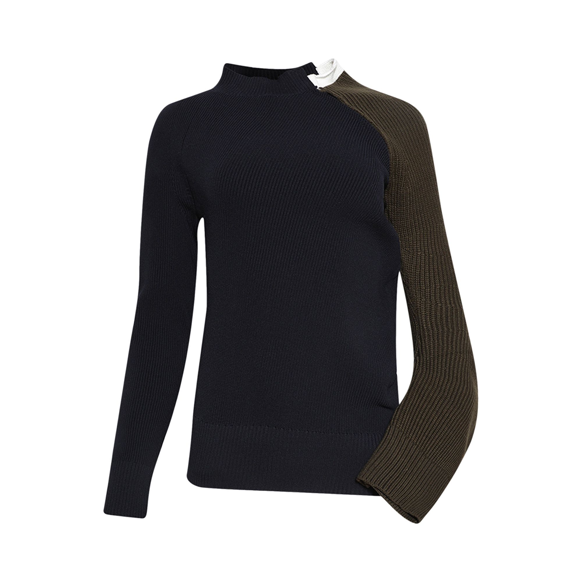 Buy Sacai Knit Sweater 'Navy/Khaki' - 24 07364 212 | GOAT AE