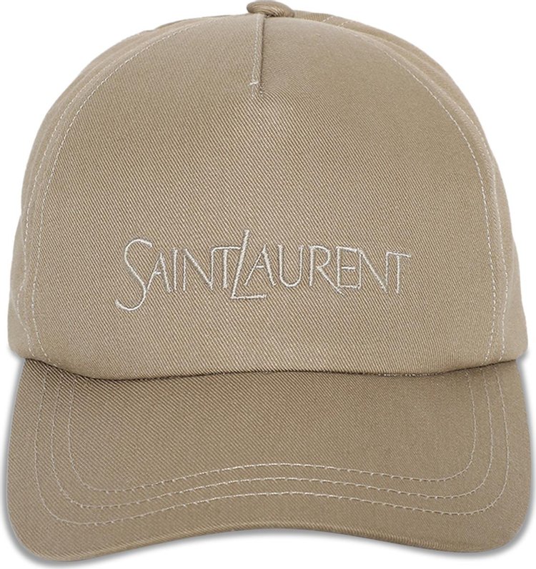 Saint Laurent Logo Embroidered Baseball Cap Beige