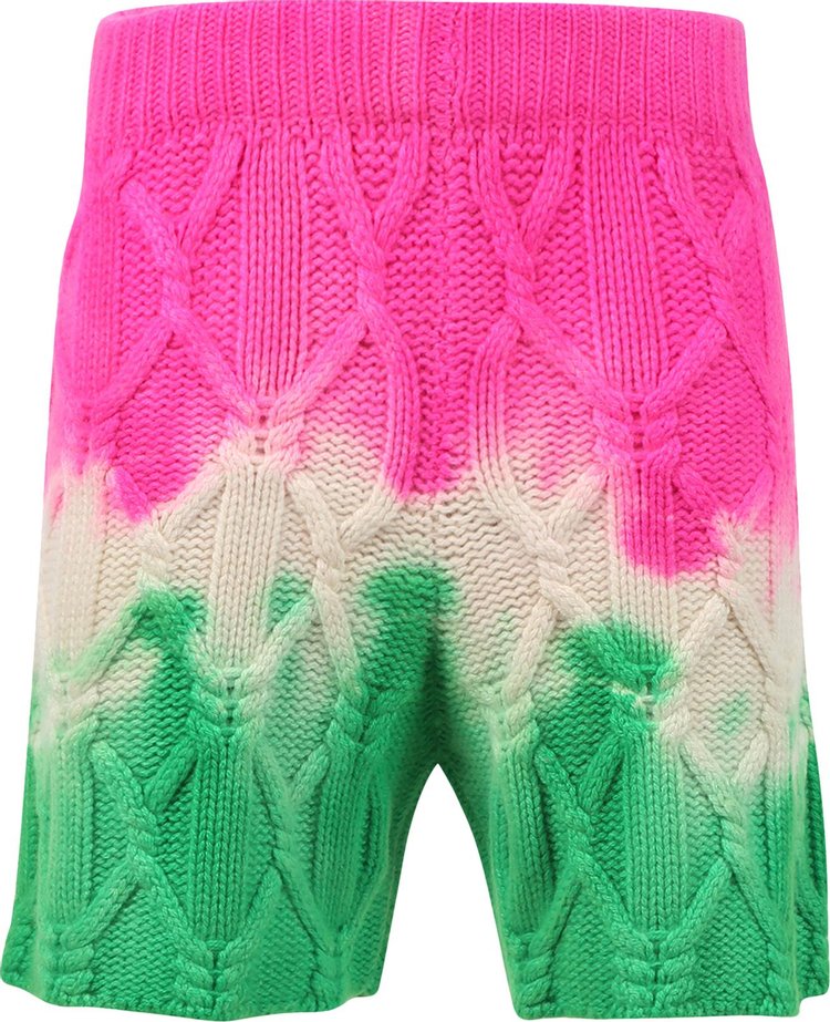 The Elder Statesman Dip Dye Chunky Cable Shorts IvoryGeckoElectric Pink