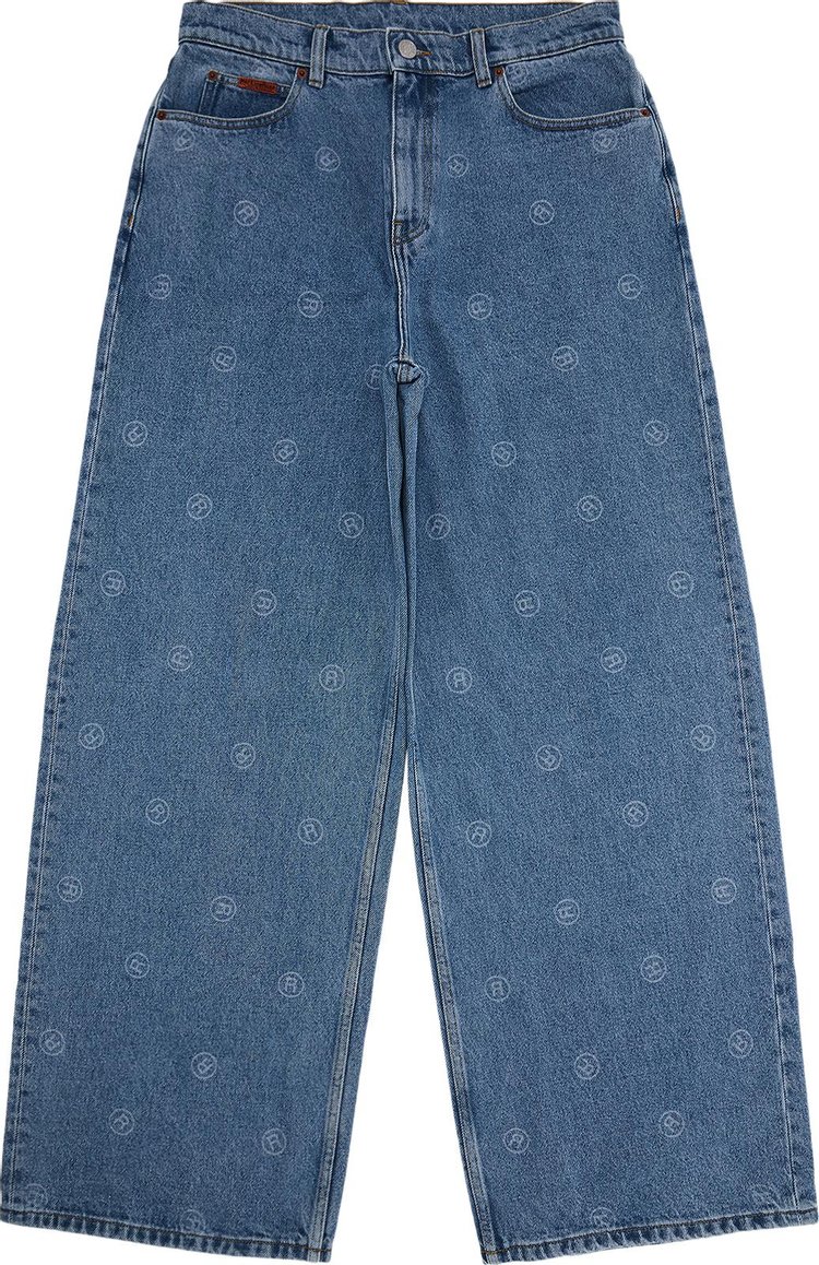 Martine Rose R All Over Extended Wide Leg Jean Blue