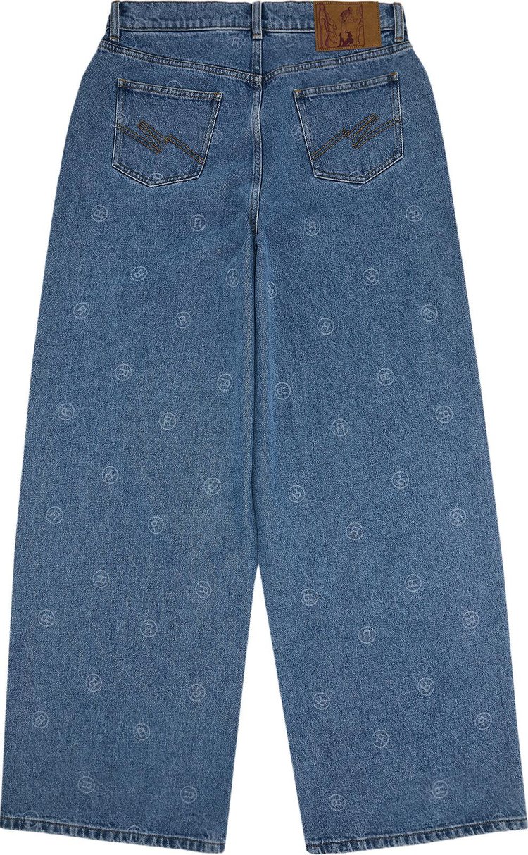 Martine Rose R All Over Extended Wide Leg Jean Blue