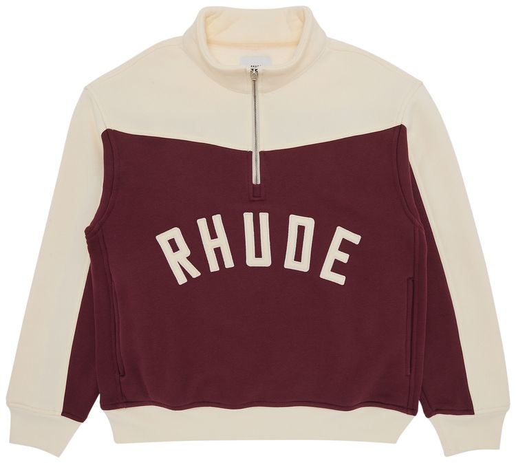 Rhude Chamonix Quarter Zip MaroonOff White