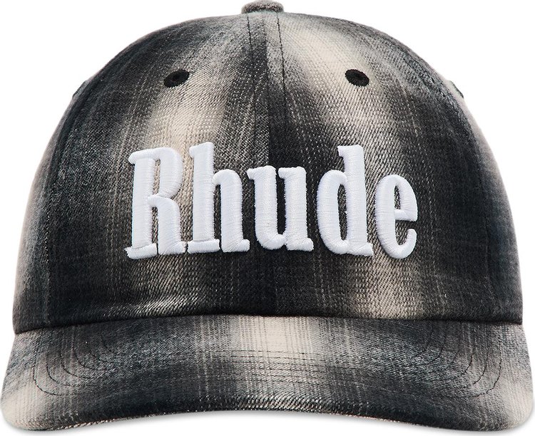 Rhude Logo Flannel 6 Panel Hat BlackGrey