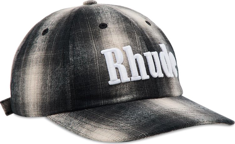 Rhude Logo Flannel 6 Panel Hat BlackGrey